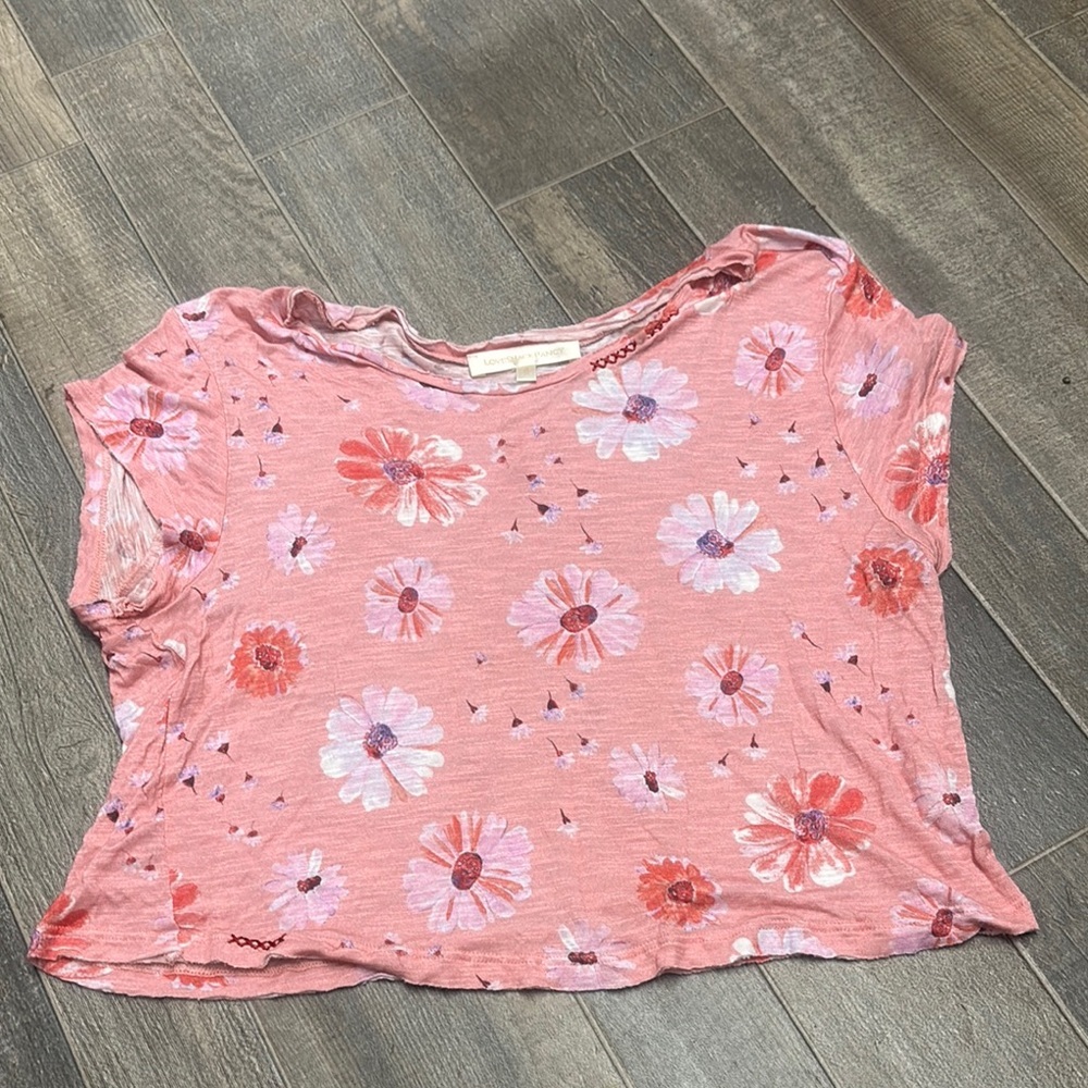 LoveShackFancy Pink Floral Top‎ Size Medium